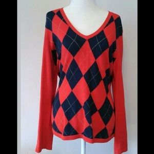 3/$15 Tommy Hilfiger argyle v neck long sleeve